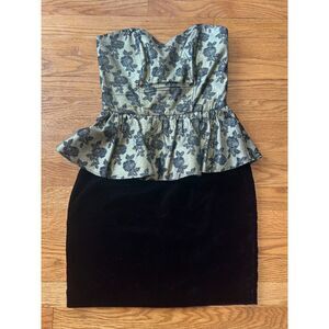 Vintage 80s SWEETHEART PROM STRAPLESS Boned Mini Gold PARTY COCKTAIL DRESS Sz 5